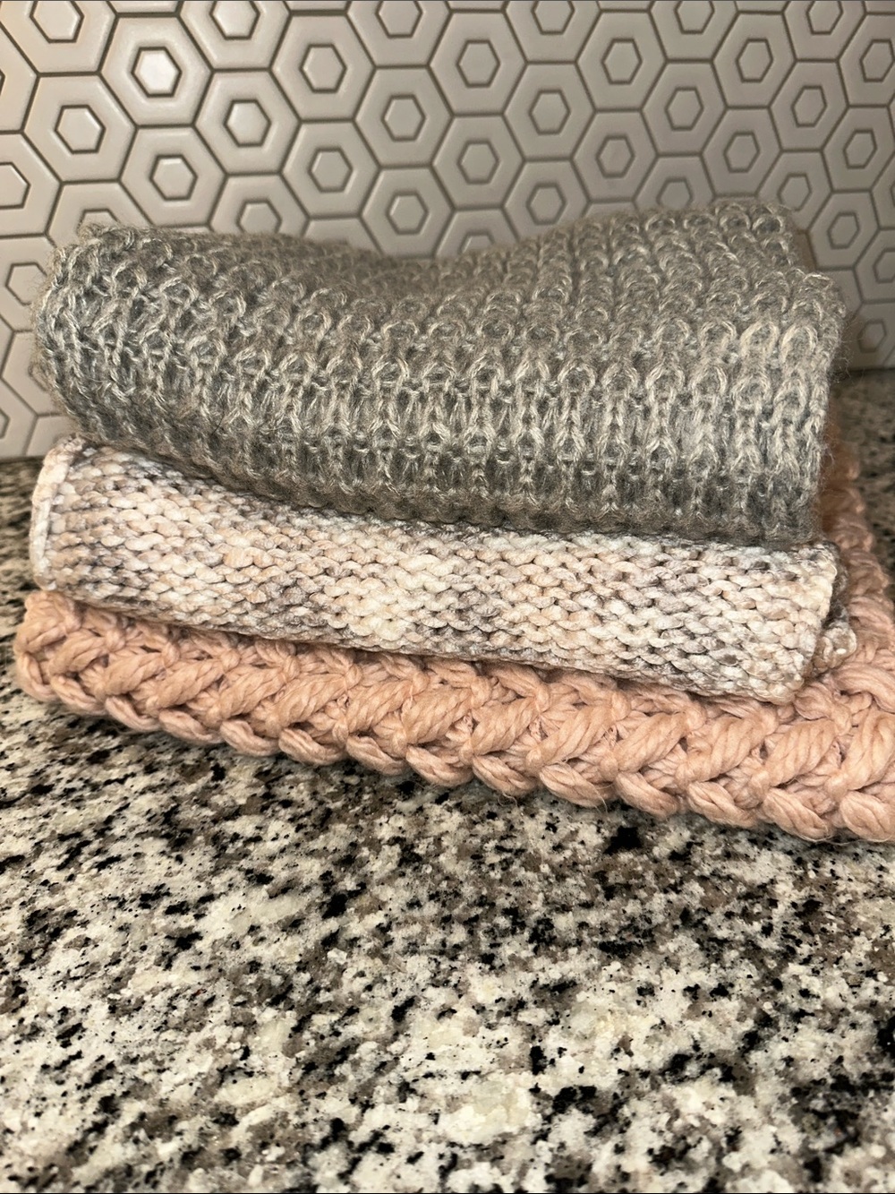 Lot of 3 infinity cable knit scarves